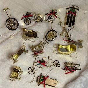 Set a 15 vintage brass ornaments